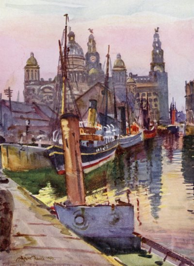 Liverpool, the Canning Dock (colour litho) av Albert Woods