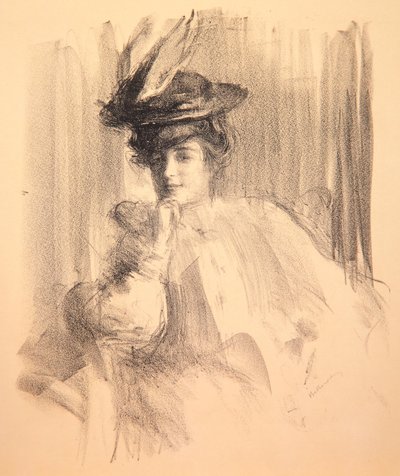 Lili med en fjærhatt, 1907 av Albert de Belleroche