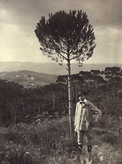 Fra albumet "Ricordi fiorentini" (Memories of Florence), portrett av maleren Memo Ghini i landet, 27.08.1919 (s/hv-foto) av Alberto Fierli