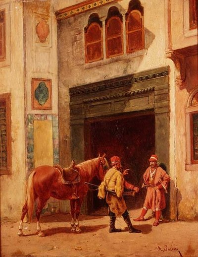 Arabere ved en port av Alberto Pasini