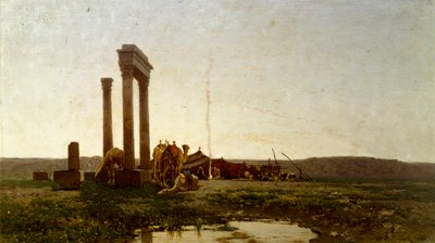 Klassiske ruiner i ørkenen, maleri av Alberto Pasini (1826-1899) av Alberto Pasini