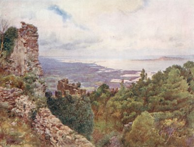 Kyst nær Trapani og øya Aigousa, scene for den romerske sjøseieren, 242 f.Kr. av Alberto Pisa