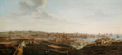 En av et sett med syv utsikter over Valletta, Malta og omegn, ca. 1753 (olje på lerret) av Alberto Pullicino