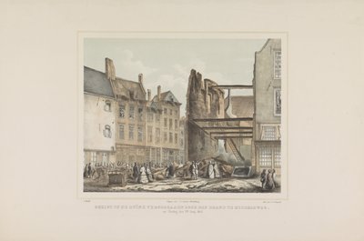 Gezigt op de ruïne veroorzaakt door den brand te Middelburg. op Zondag, den 28 Junij 1857. (title on object)   1356160   no       norwegian Successfully Translated  Original: Flower Girls at Covent Garden Translat: Flower Girls at Covent Garden 1413457 no  av Albertus Anthonius Nunnink