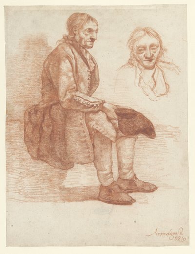 Sittende gammel mann, til høyre, hodet gjentatt av Albertus Brondgeest