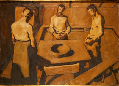 Bønder ber ved et bord (pester) av Albin Egger-Lienz