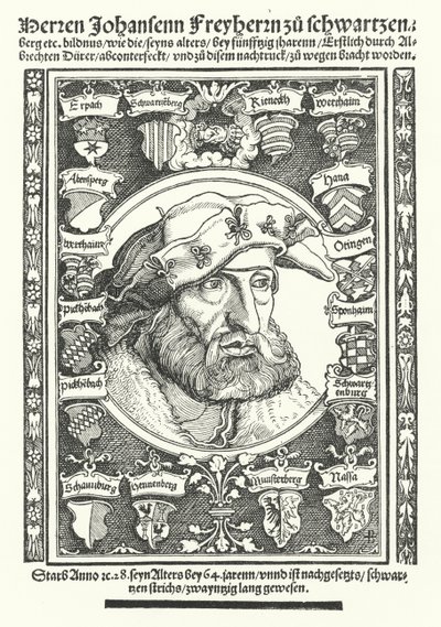 Johann av Schwarzenberg , tysk moralist, poet og reformator (gravering) av Albrecht (after) Durer or Duerer