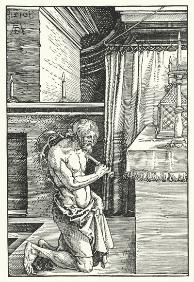 Kong David gjør bot (gravering) av Albrecht (after) Durer or Duerer