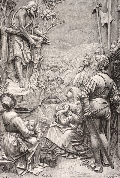 Døperen Johannes som forkynner i ørkenen (gravering) av Albrecht (after) Durer or Duerer