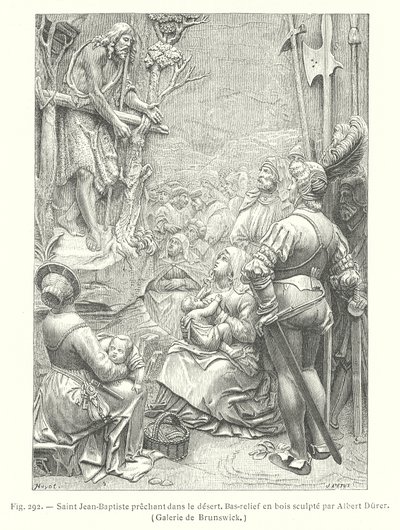 Døperen Johannes forkynner i ørkenen (gravering) av Albrecht (after) Durer or Duerer