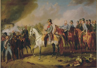 Feltmarskalk Johann Joseph Wenzel Radetzky og hans generalstab før Milano … (maleri på lerret) av Albrecht Adam