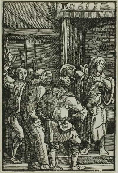 Kristus før Kaifas, fra Menneskets syndefall og forløsning av Albrecht Altdorfer