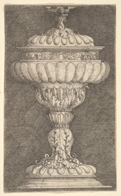 Dekket beger med en bevinget ball på toppen.n.d. av Albrecht Altdorfer