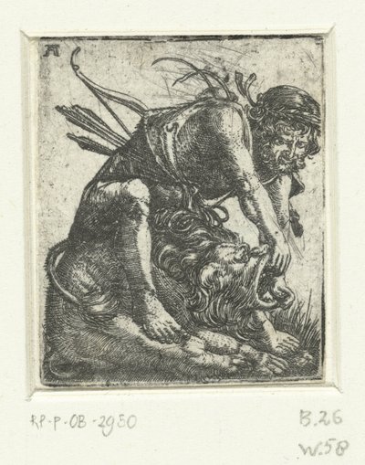 Hercules dreper Nemean-løven av Albrecht Altdorfer
