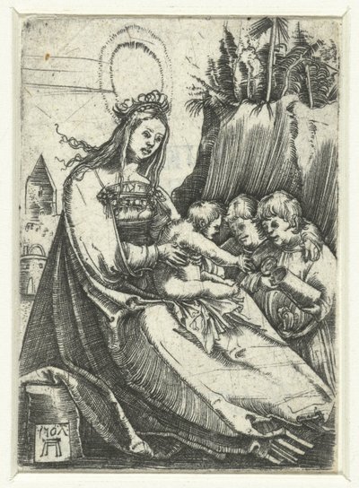 Maria med Kristusbarnet og to gutter av Albrecht Altdorfer