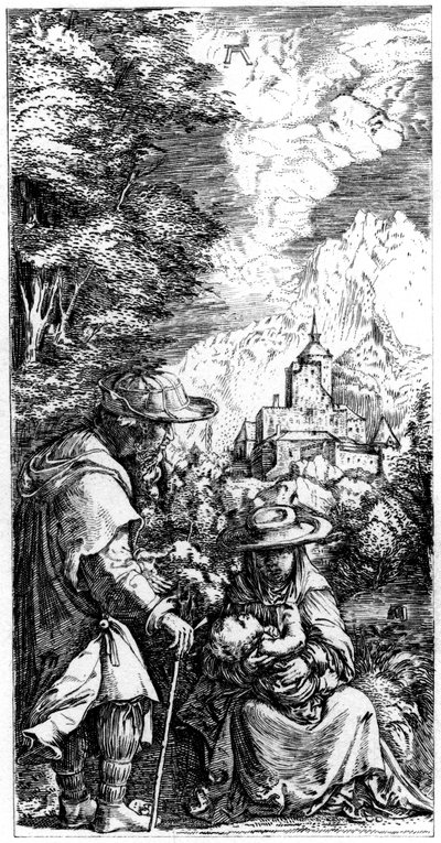 Hvil på flukten til Egypt, c1515-1519 1849. av Albrecht Altdorfer