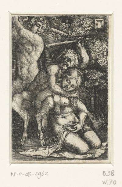 Satyr og en mann slåss om en kvinne av Albrecht Altdorfer