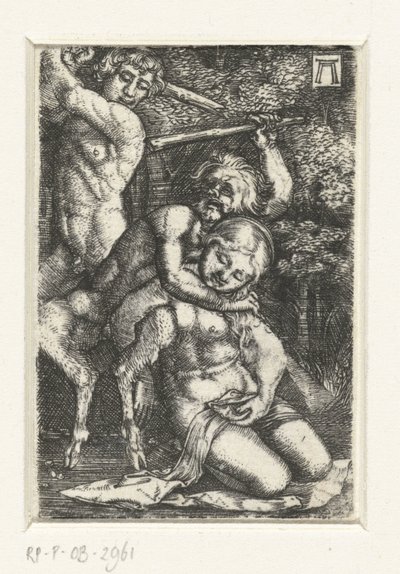 Satyr og en mann slåss om en kvinne av Albrecht Altdorfer