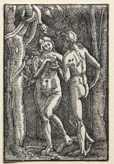 Menneskets fall og forløsning: Adam og Eva spiser den forbudte frukten av Albrecht Altdorfer