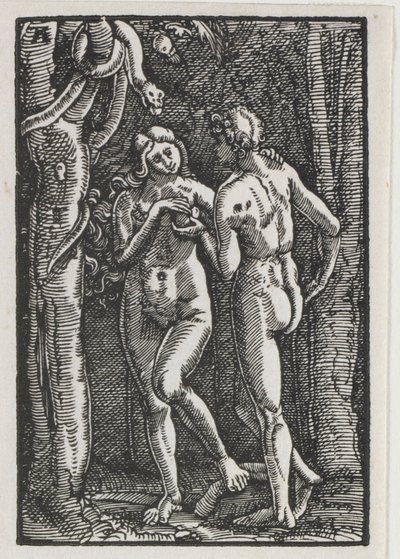Menneskets fall og forløsning: Adam og Eva spiser den forbudte frukt, ca. 1513. av Albrecht Altdorfer