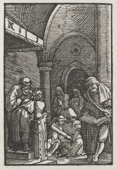 Menneskets fall og forløsning: Kristus disputerer med legene, ca. 1515. av Albrecht Altdorfer