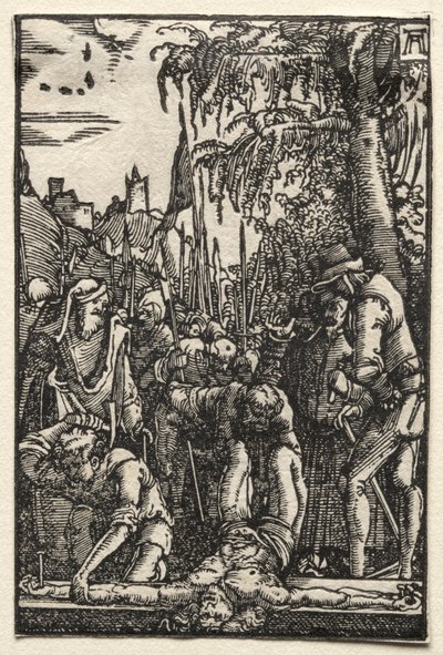 Menneskets fall og forløsning: Kristus naglet til korset, ca. 1515. av Albrecht Altdorfer