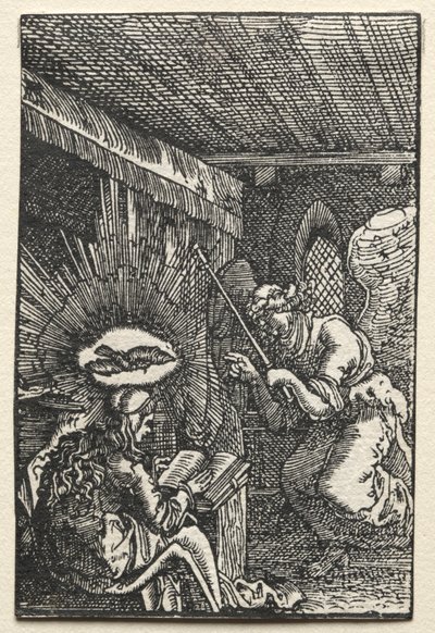 Menneskets fall og forløsning: kunngjøringen, ca. 1515. av Albrecht Altdorfer