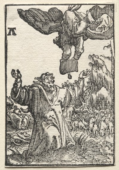 Menneskets fall og forløsning: Engelens budskap til Joachim, ca. 1515. av Albrecht Altdorfer