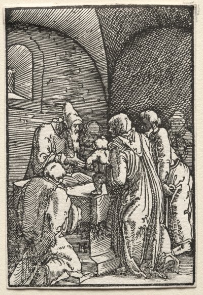 Menneskets fall og forløsning: presentasjonen av Kristus i tempelet, ca. 1515. av Albrecht Altdorfer