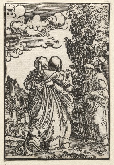 Menneskets fall og forløsning: besøket, ca. 1515. av Albrecht Altdorfer