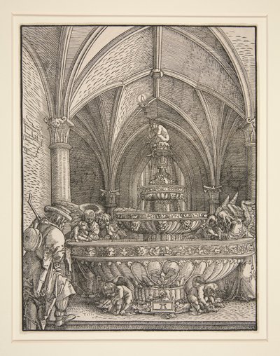 Den hellige familie på flukten til Egypt ved en fontene av Albrecht Altdorfer
