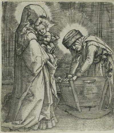 Jomfruen og barnet med den hellige Anne ved vuggen av Albrecht Altdorfer