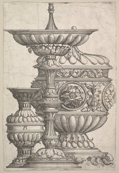 Tre elegante fartøy på hvit bakgrunn, ca. 1525. av Albrecht Altdorfer