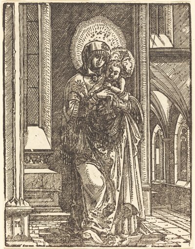 Jomfru og barn i en kirke av Albrecht Altdorfer