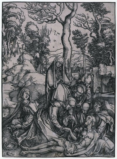 Kristi begravelse, blad 9 i serien «Den store lidelseshistorien» av Albrecht Dürer