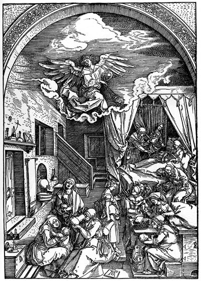 Jomfruens fødsel, 1502-1505, 1936 av Albrecht Dürer