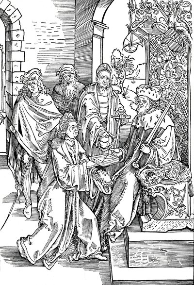 Celtes presenterer sin bok til kurfyrsten av Sachsen, 1501 1906 av Albrecht Dürer
