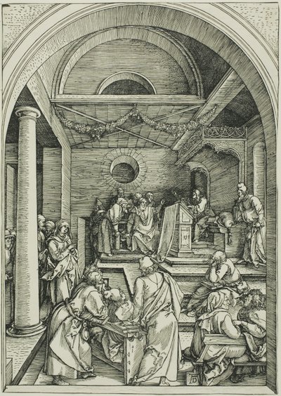 Kristus blant legene, fra The Life of the Virgin av Albrecht Dürer