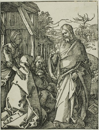 Kristus tar avskjed med sin mor, fra The Small Woodcut Passion av Albrecht Dürer