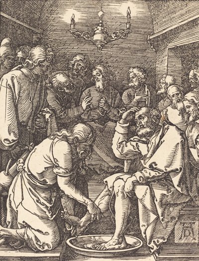 Kristus vasker disiplenes føtter, sannsynligvis ca. 15091510. av Albrecht Dürer