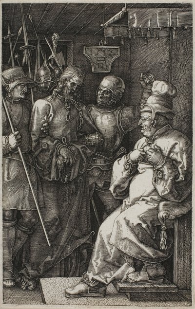 Kristus før Kaifas, fra The Engraved Passion av Albrecht Dürer