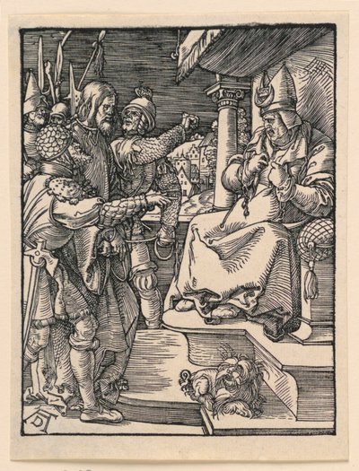 Kristus før Kaifas, fra The Little Passion-serien av Albrecht Dürer