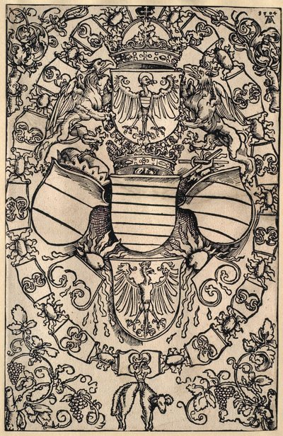 Maximilians våpenskjold som romernes konge av Albrecht Dürer