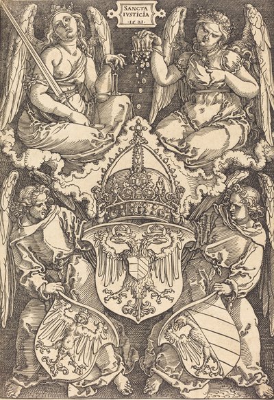 Våpenskjold fra det tyske riket og Nürnberg by, 1521. av Albrecht Dürer