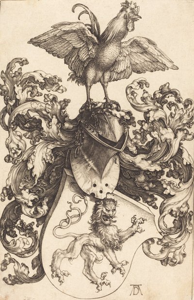 Våpenskjold med en løve og en hane, 15021503. av Albrecht Dürer