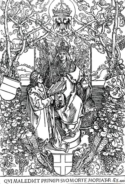 Conrad Celtes presenterer sin bok The Four Books of Love til Maximilian I, 1502 1906 av Albrecht Dürer