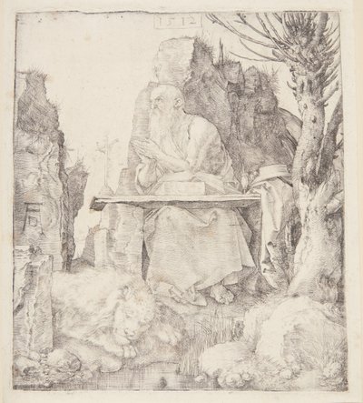 Saint Jerome ved et visnet piletre av Albrecht Dürer