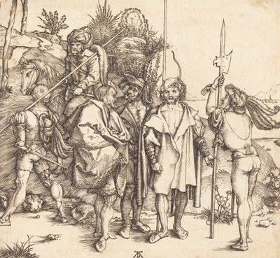 Fem soldater og en tyrker til hest, 14951496. av Albrecht Dürer