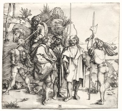 Fem soldater og en tyrker til hest, sannsynligvis 1496. av Albrecht Dürer