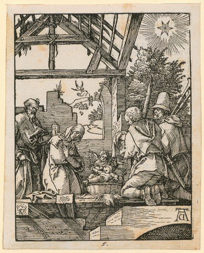Kristi fødsel, blad 5 i serien «Den lille tresnittpasjonen» av Albrecht Dürer